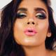 Woman with heavy makeup