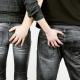 Girl and guy's backsides