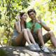 Indian boy and girl looking at phone
